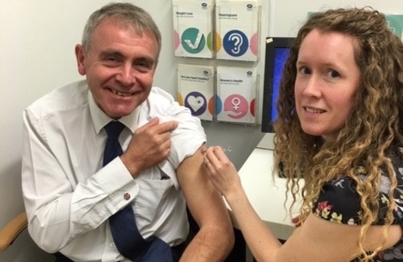 LOCAL MP ROBERT GOODWILL (SCARBORIUGH AND WHITBY) VISITS LOCAL PHARMACY AS THE NATIONAL PHARMACY FLU VACCINATION SERVICE GETS UNDERWAY 